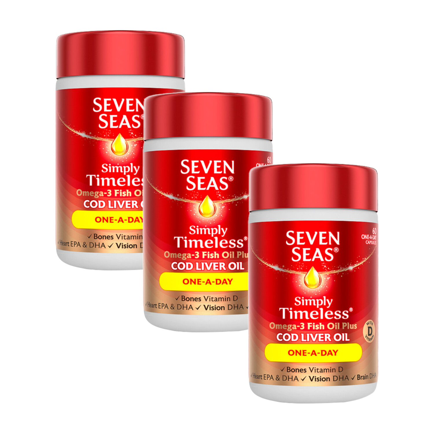 Seven Seas Cod Liver Oil One A Day Capsules 60 Capsules | x3 Pack