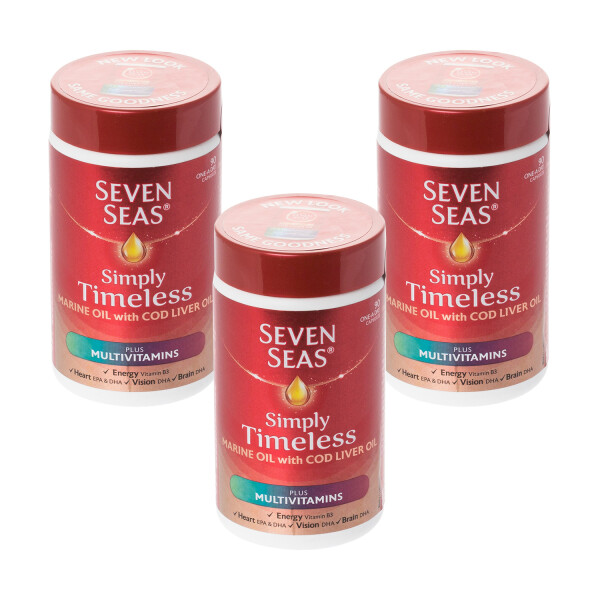 Seven Seas Simply Timeless Cod Liver Oil Plus Multivitamin Capsules Triple Pack