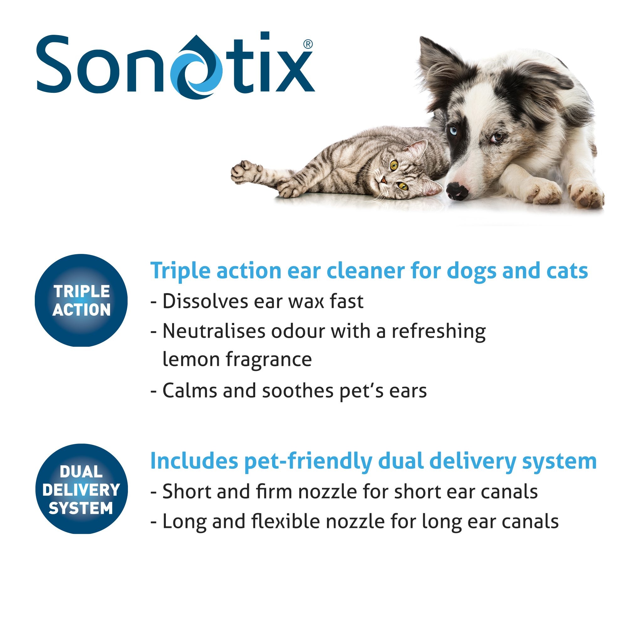 Sonotix Triple Action Ear Cleaner for Dogs and Cats 