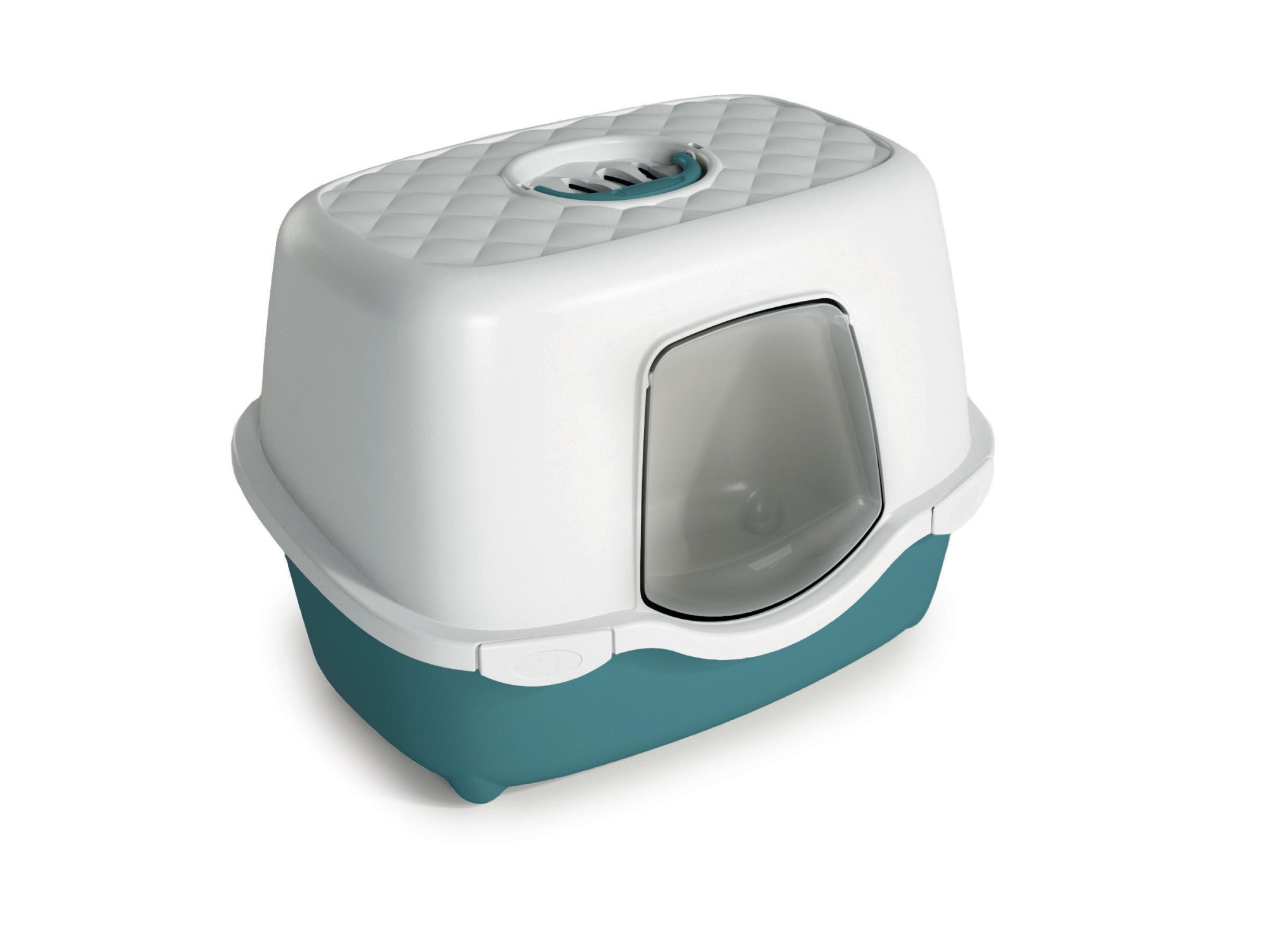 Stefanplast Tres Chic Indoor Hooded Cat Litter Tray - White/Green