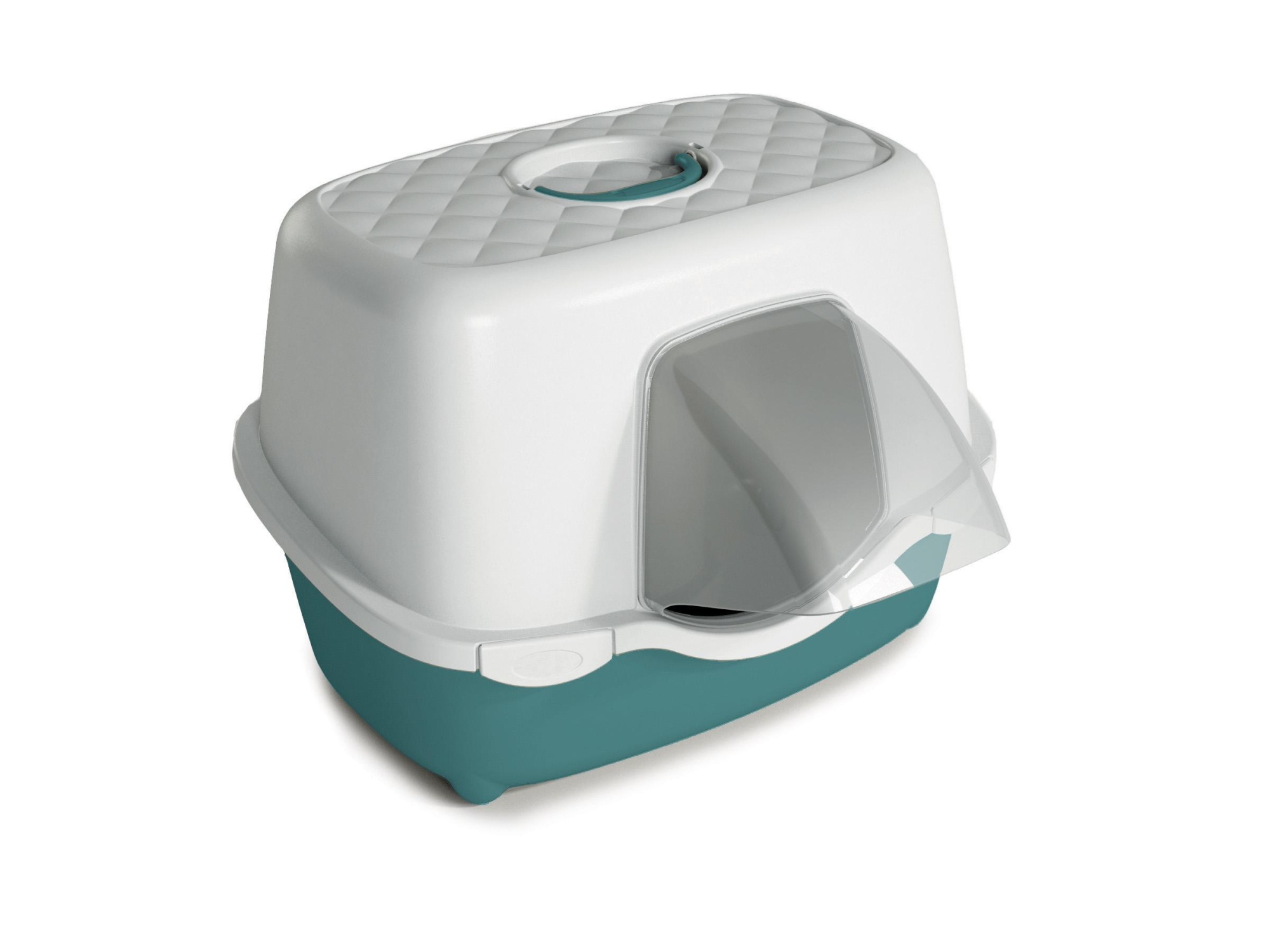 Stefanplast Tres Chic Outdoor Hooded Cat Litter Tray - White/Green