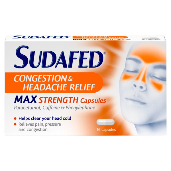 Sudafed Congestion & Headache Relief Max Strength Capsules