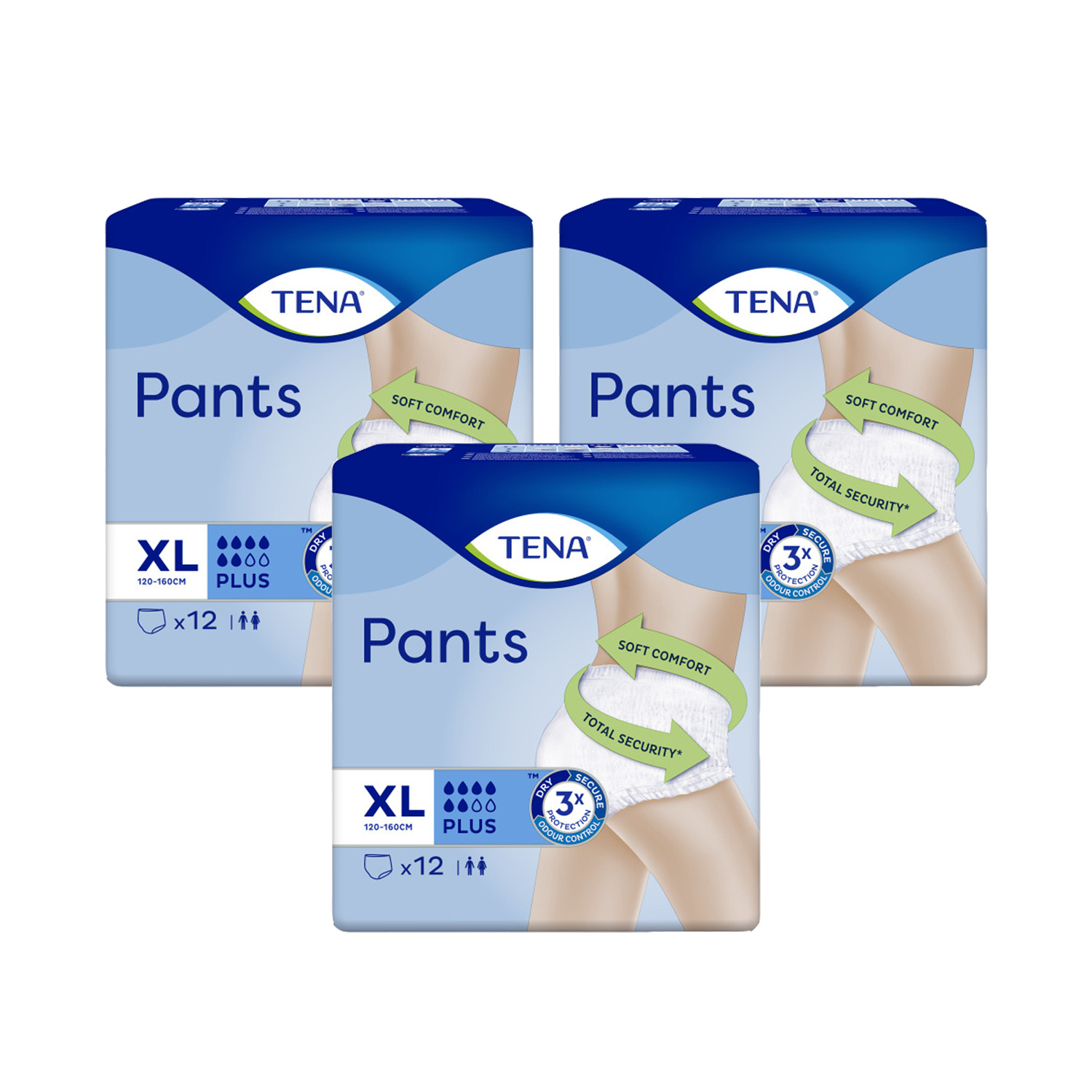 TENA Pants Plus - Extra large - 12 Pants - 3 pack