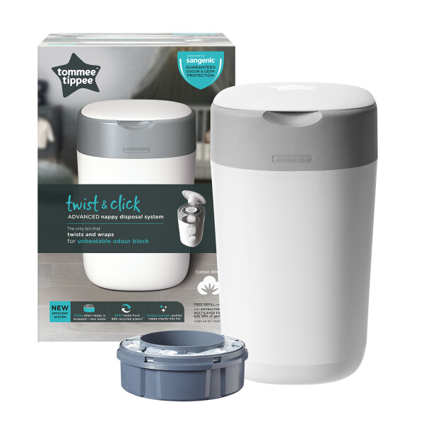 Tommee Tippee Twist & Click Nappy Bin White