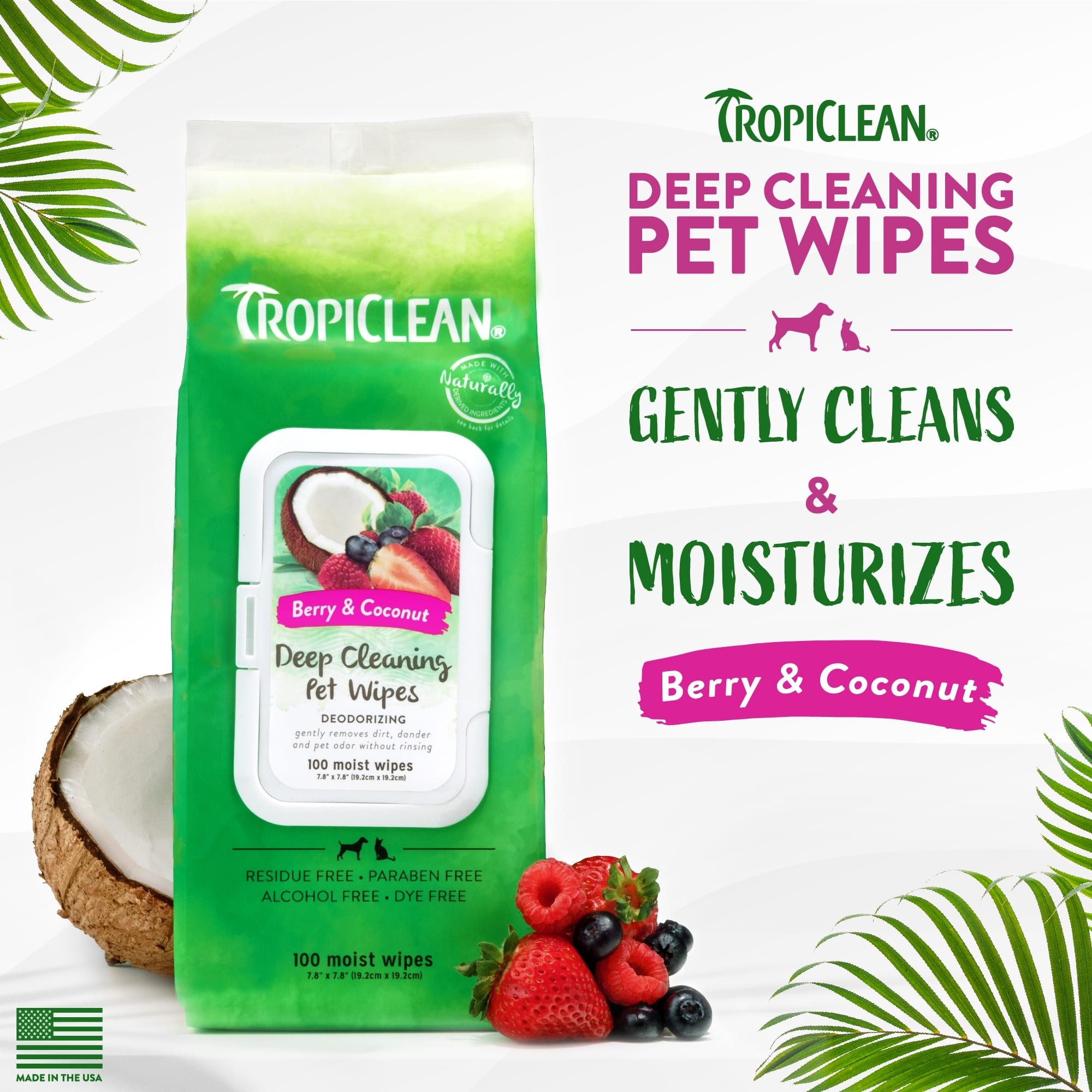 TropiClean Deep Cleaning Wipes 100s