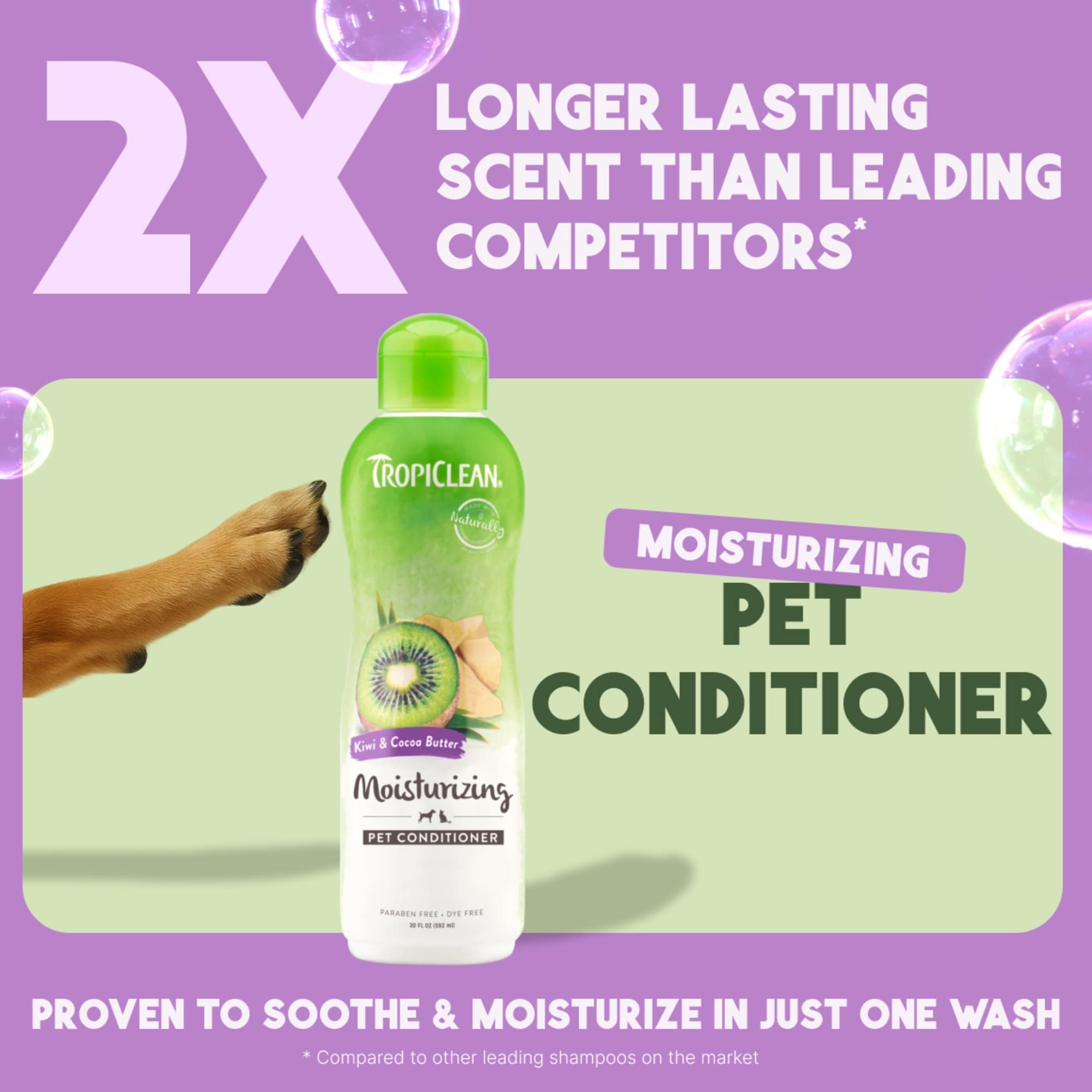 TropiClean Kiwi and Cocoa Butter Conditioner 355ml