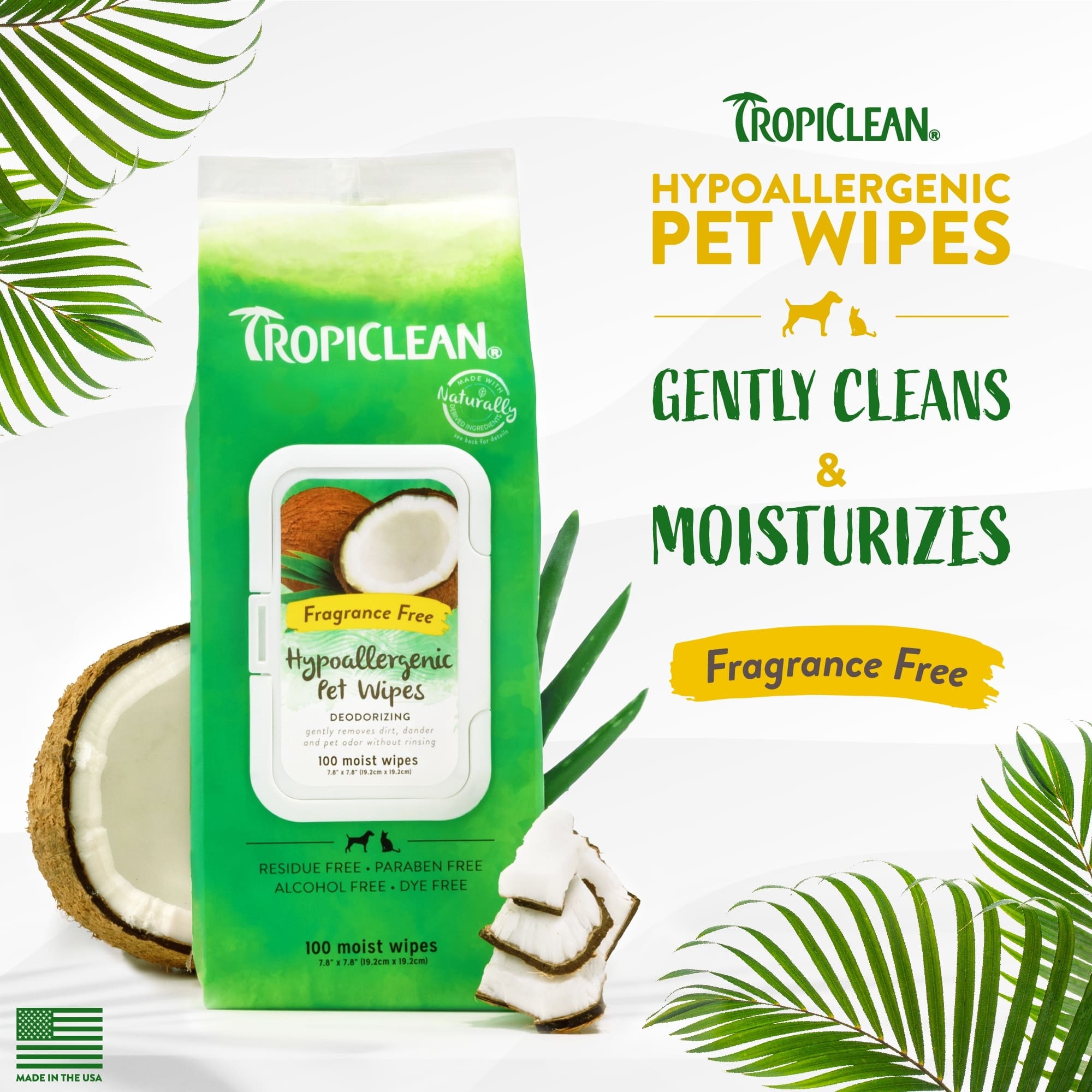 TropiClean Tropiclean Hypoallergenic Wipes 100s