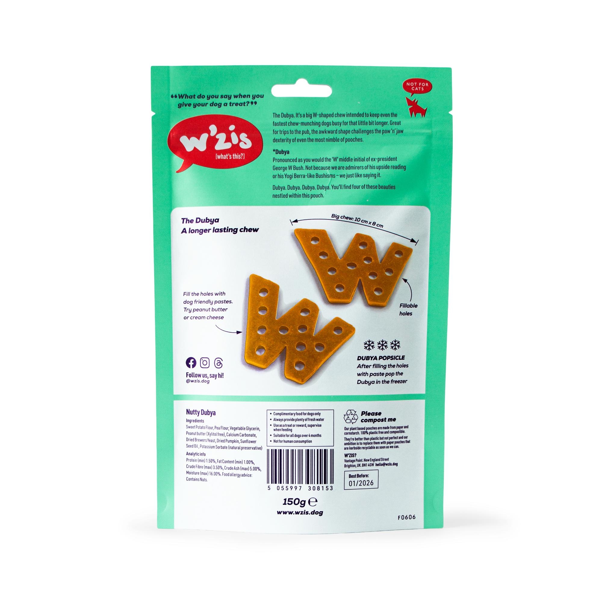 WZIS Healthy Dog Chew, Nutty Dubya 4pk 148g pouch