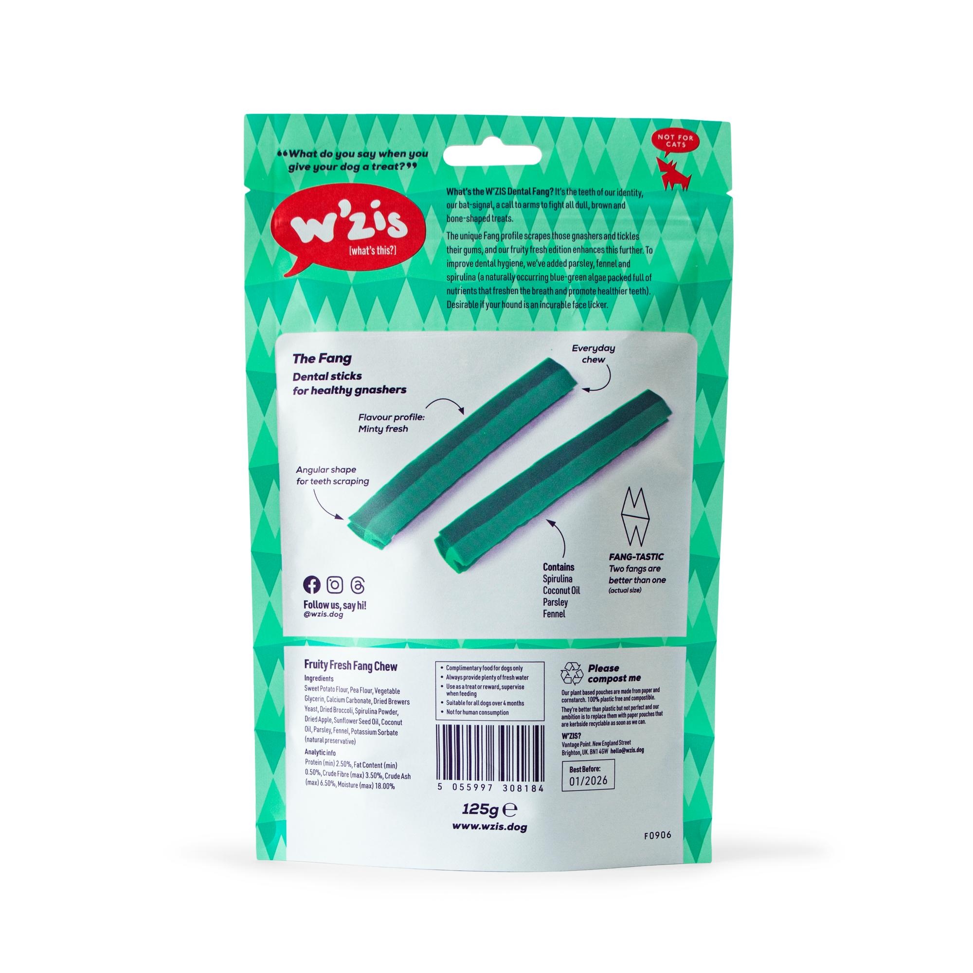 WZIS Healthy Dog Chew Fruity Fresh Fang Dental Stick 6pk 156g
