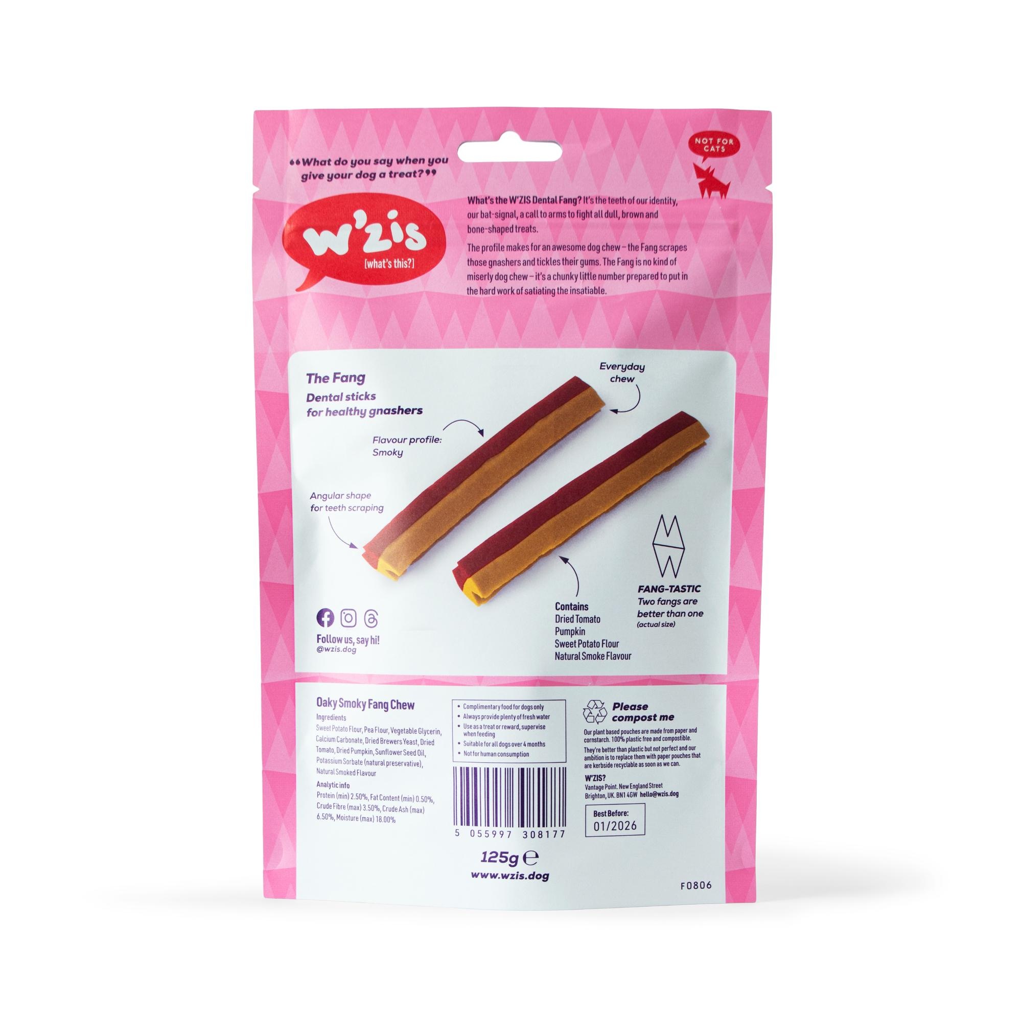 WZIS Healthy Dog Chew Oaky Smoky Fang Dental Stick  6pk 156g