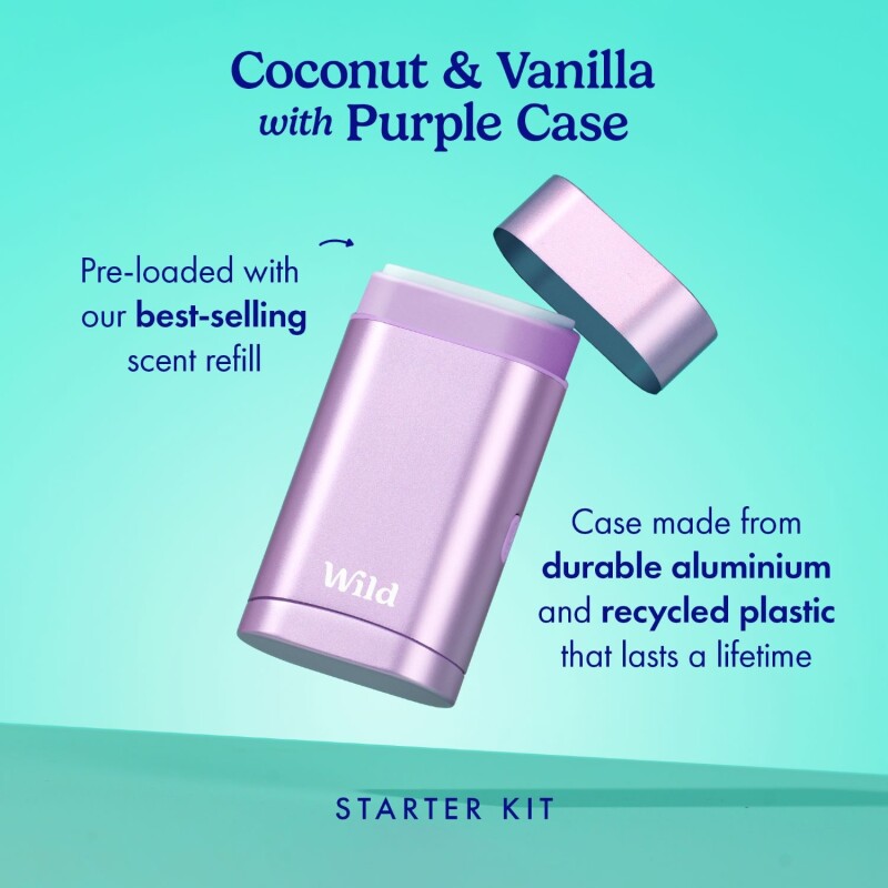 Wild Coconut & Vanilla Deodorant with Purple Case Starter Pack