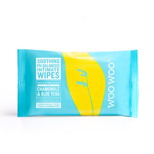 WooWoo Soothe It! Intimate Wipes Soothing PH Balanced Biodegradable Chamomile and Aloe Vera