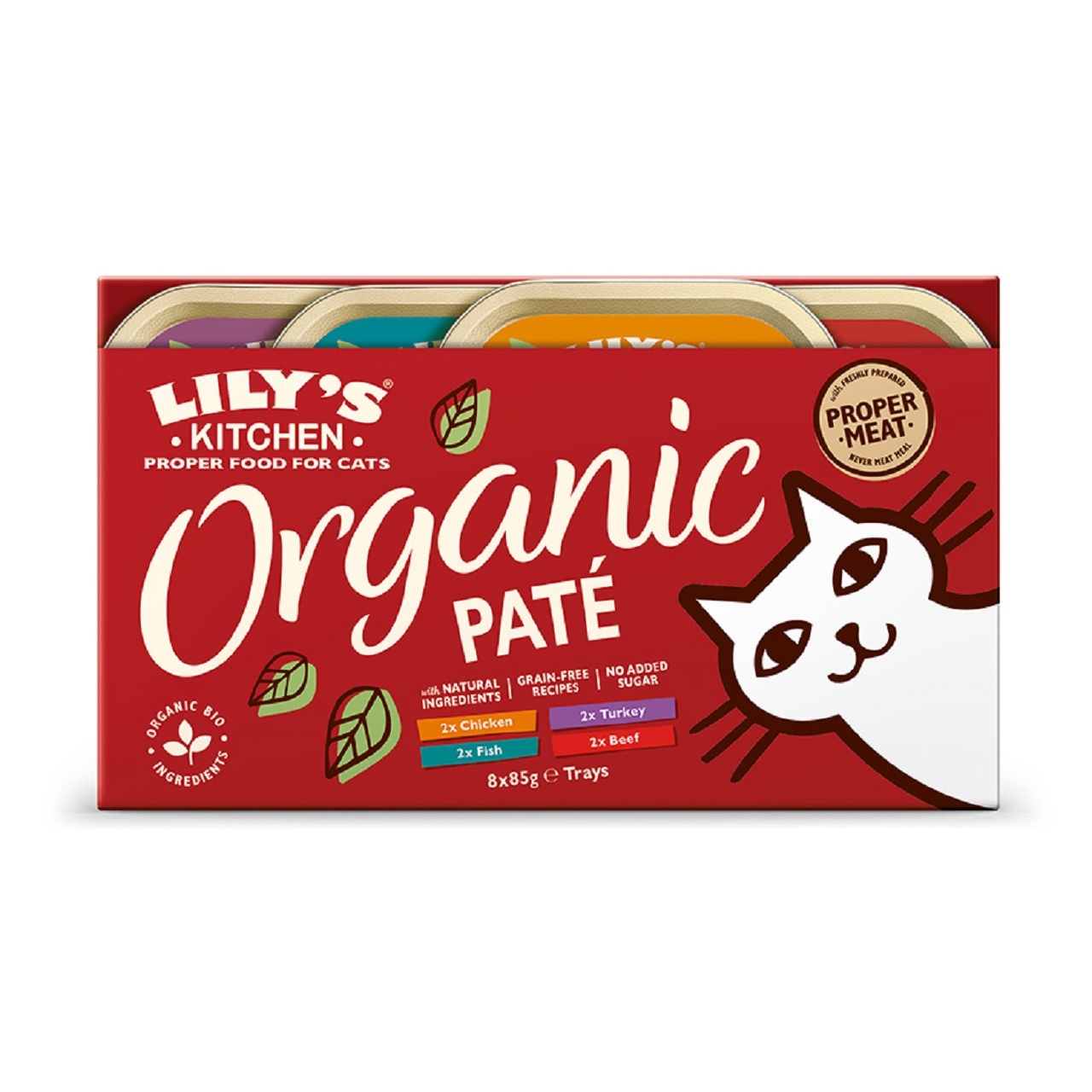 Lily's Kitchen Organic Adult Cat Food, Pat Trays Multipack 8x85g