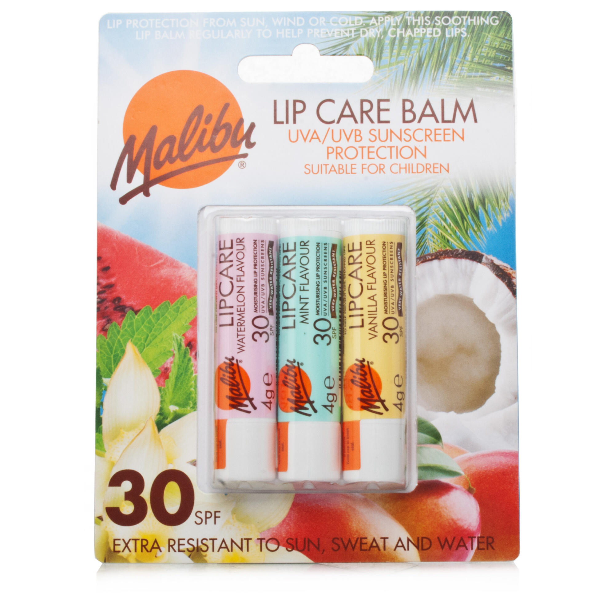 Malibu Lip Balm Trio Watermelon Mint and Vanilla | Chemist Direct