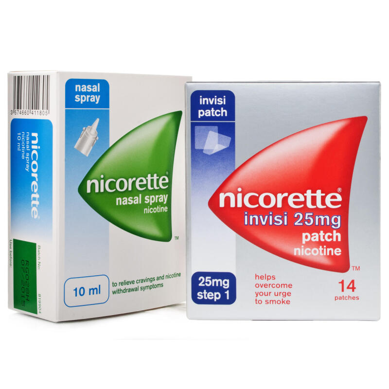 Nicorette Invisi 25mg Patch + Nicorette Nasal Spray