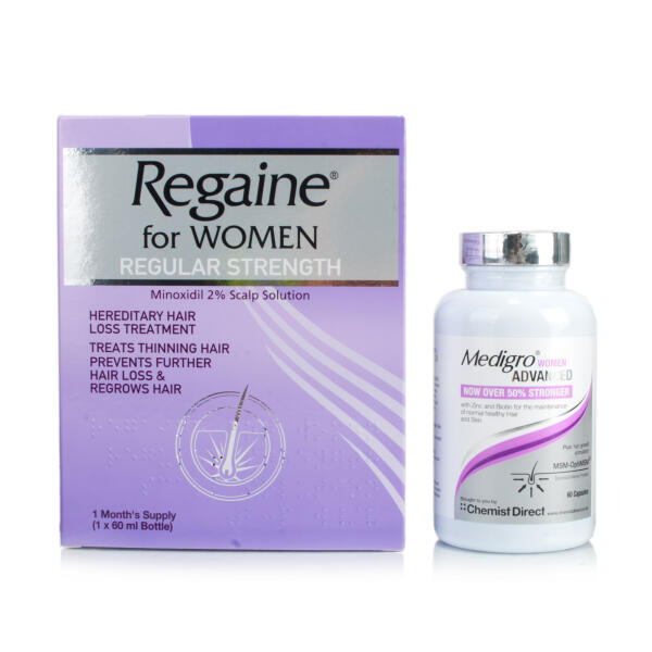 Regaine For Women & MediGro Advanced Hair Supplement for Women Pack