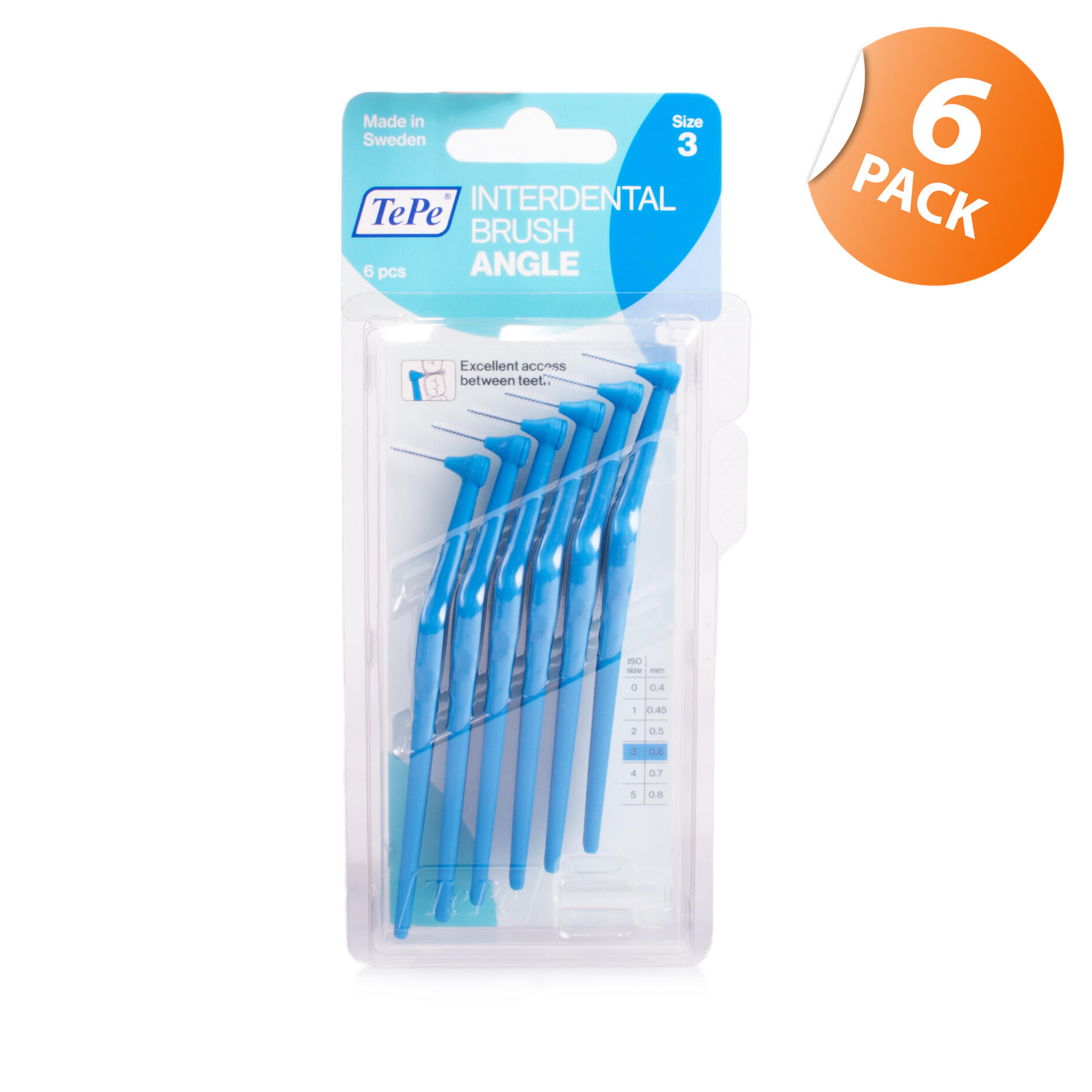 Tepe Angled Interdental Brush Blue 6 Pack | Chemist Direct